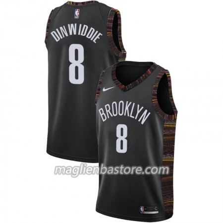 Maglia NBA Brooklyn Nets Spencer Dinwiddie 8 2018-19 Nike City Edition Nero Swingman - Uomo